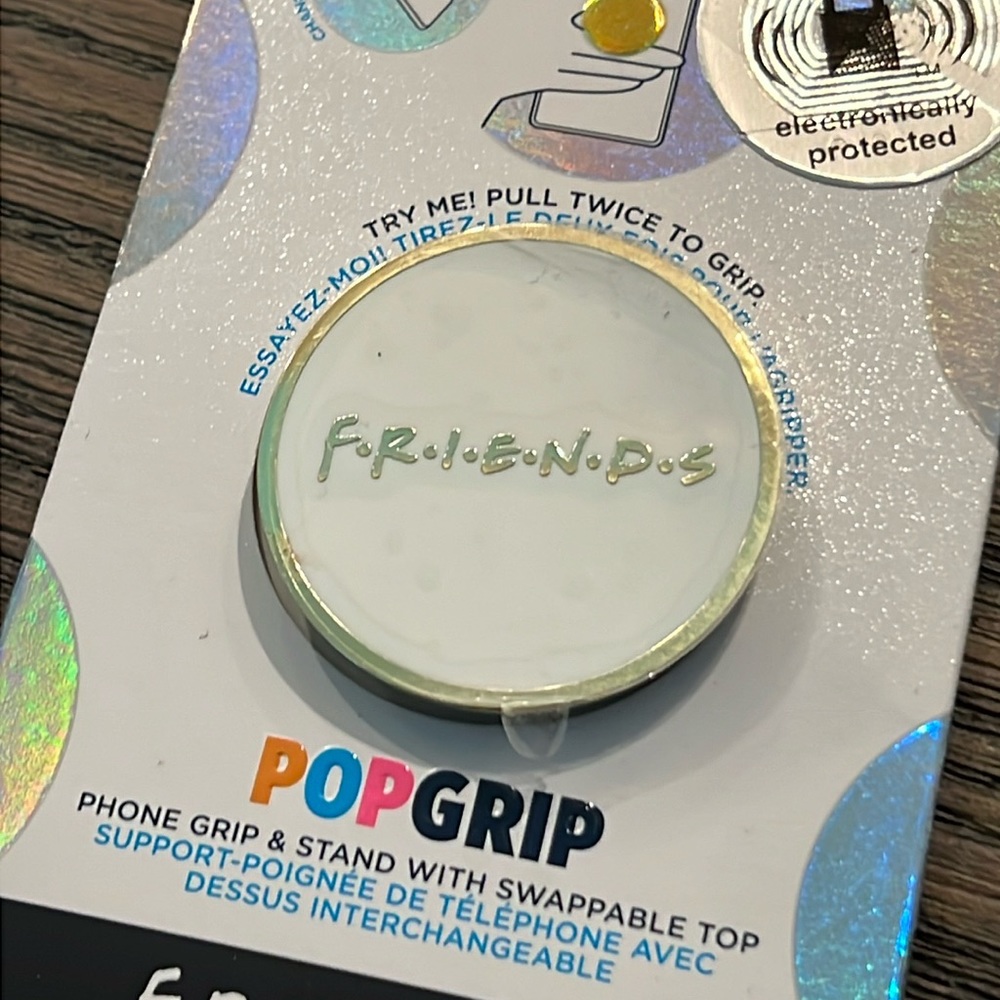 “Friends” PopSocket New White and Silver Phone Grip & Stand With Swappable Top